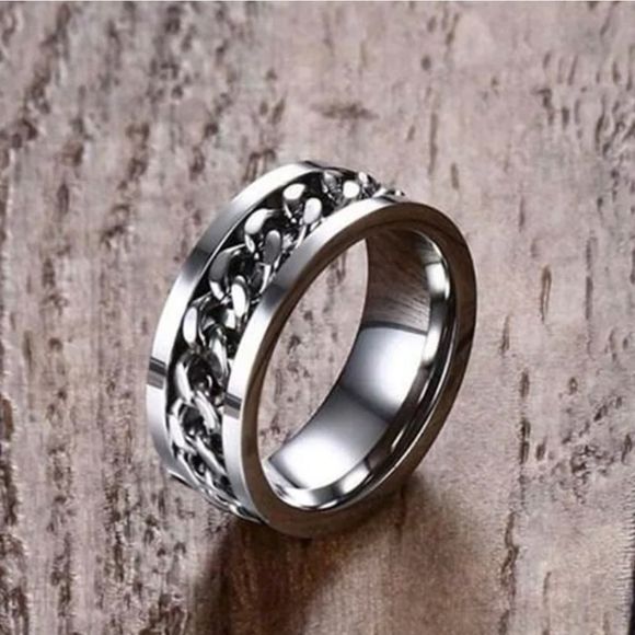 Men's Titanium Spinner Bottle Opener Chain Wedding Band Ring CLOSEOUT - Picture 5 of 15